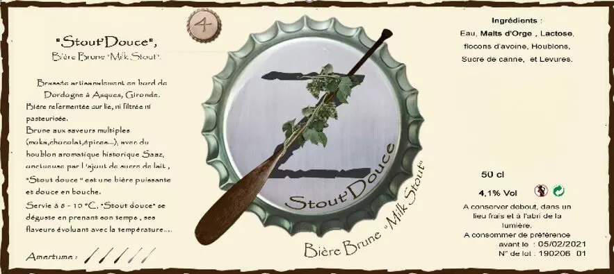 Etiquette Bière Brune Stout'Douce