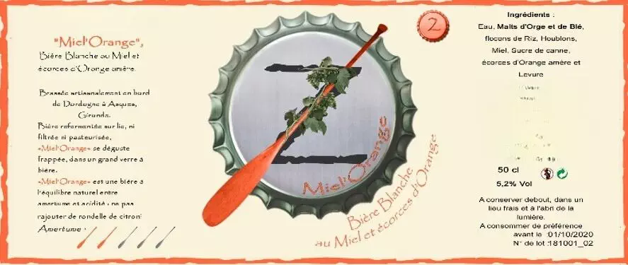 Etiquette Bière Miel'Orange