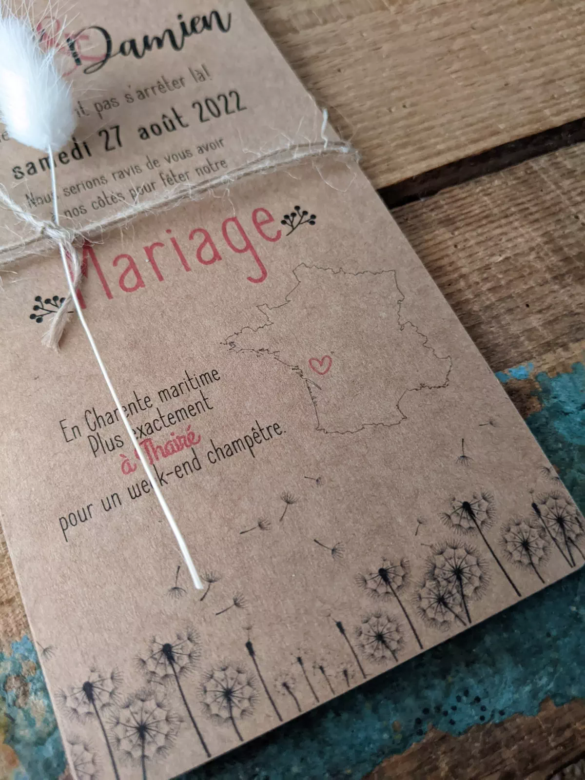 Faire part mariage Kraft Champetre by Madame Babioles