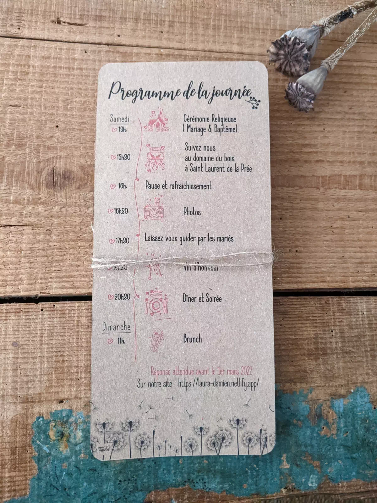 Faire part mariage Kraft Champetre by Madame Babioles