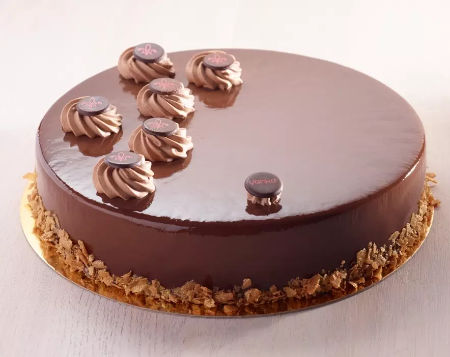 La Fleur de Lys Miroir - Biscuit Fleur de Lys, croustillant praliné & mousse chocolat noir authentique.