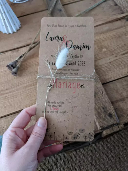 Faire part mariage Champêtre kraft