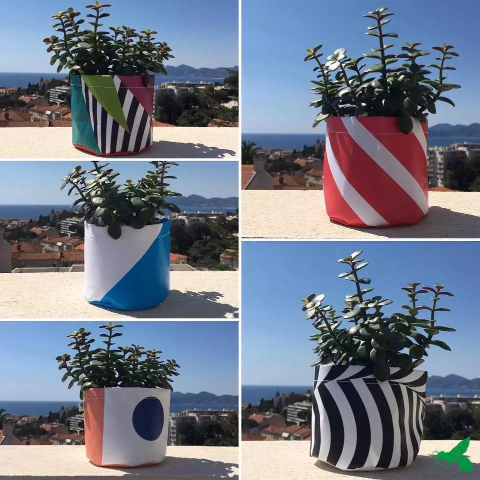 Cache-pots en moquette upcyclée