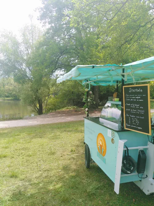 Glacier original et son vélo triporteur à Bordeaux