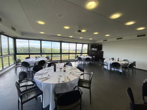 Salle surplombant les vignes proche de Bordeaux