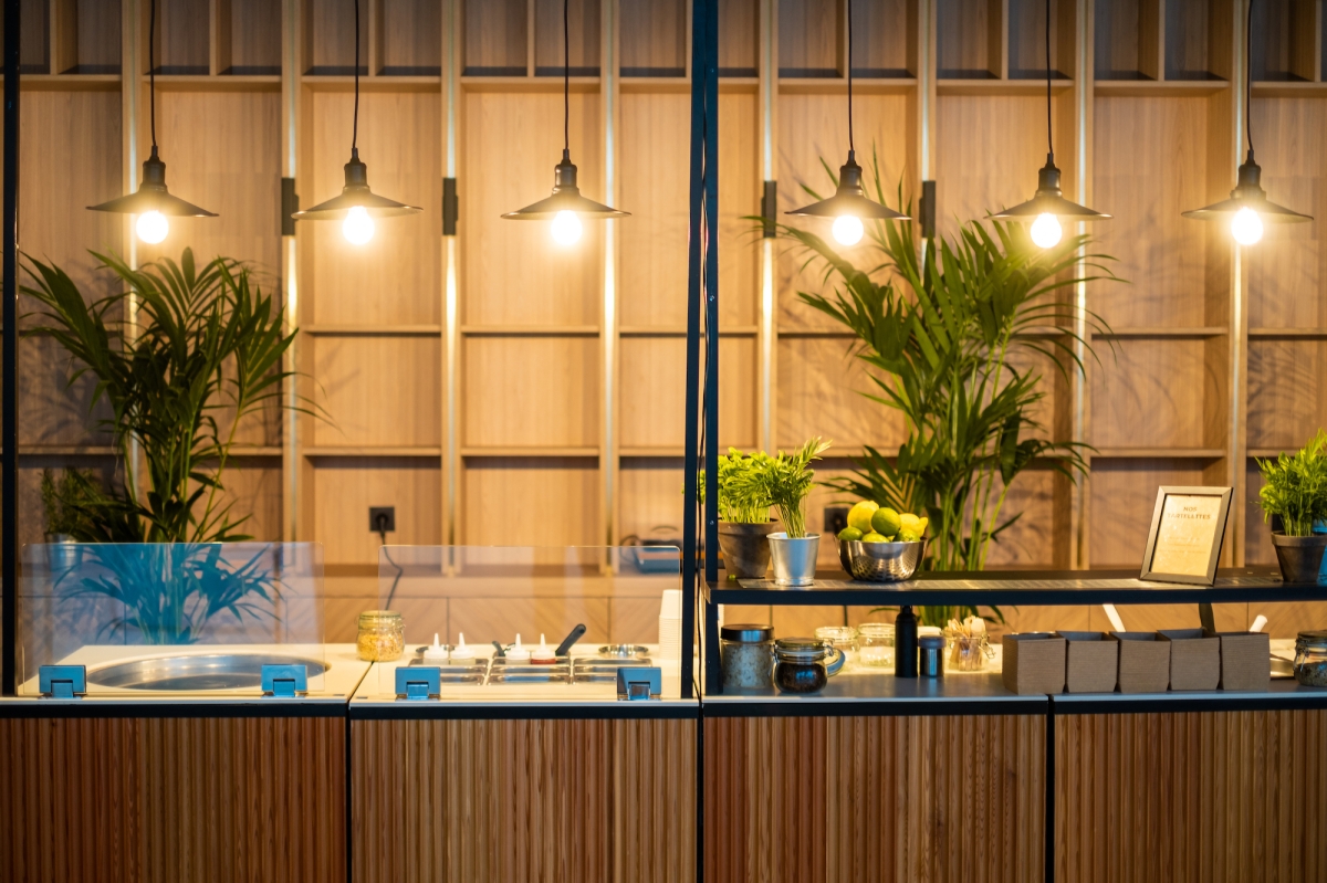Stands le food corner lors d'un événement d'entreprise