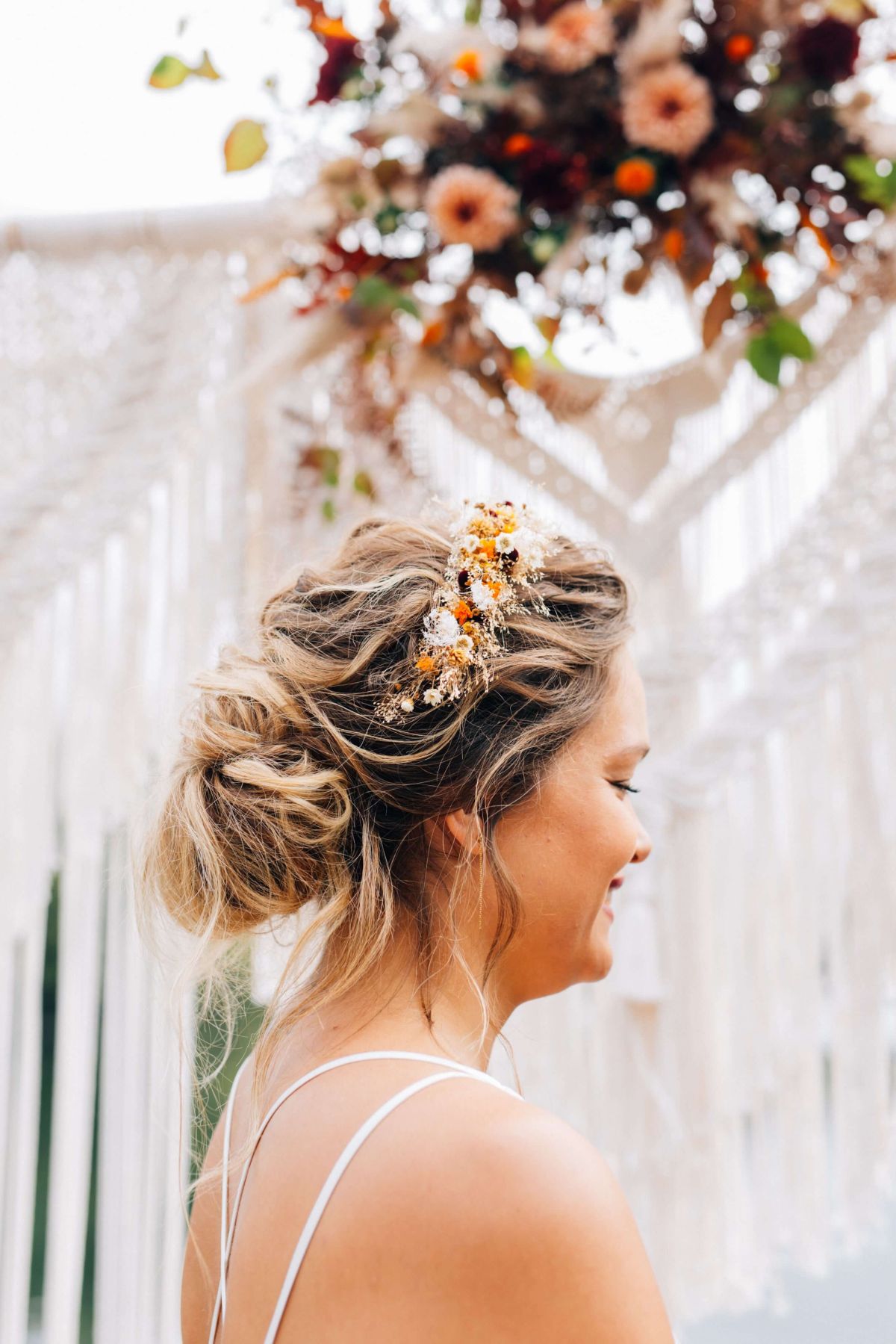 couronne de fleurs séchées
